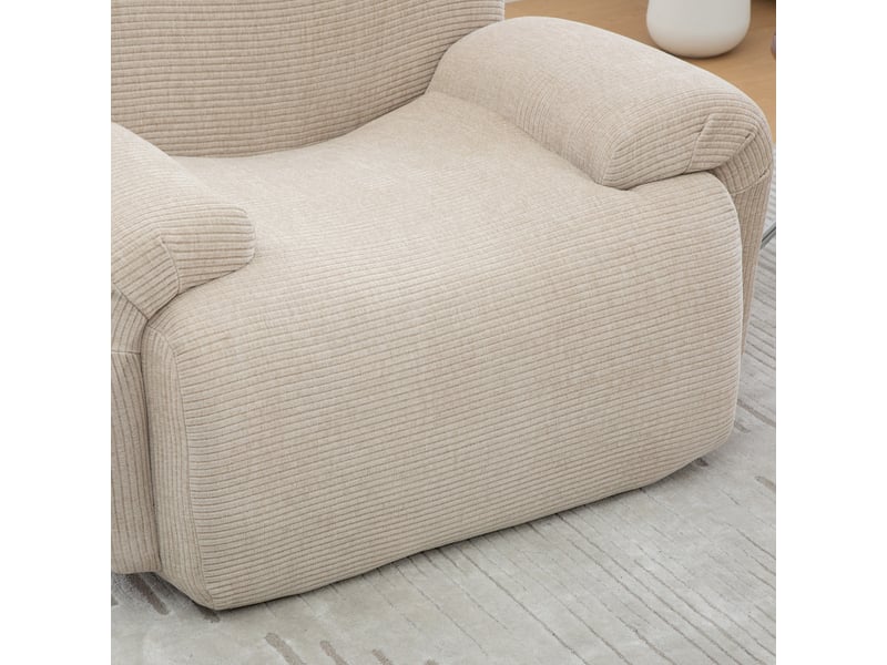  Fauteuil chenille avec repose-pieds compact pour petit salon - coussin mousse haute résilience 30d couleur kaki clair  - Conforama E