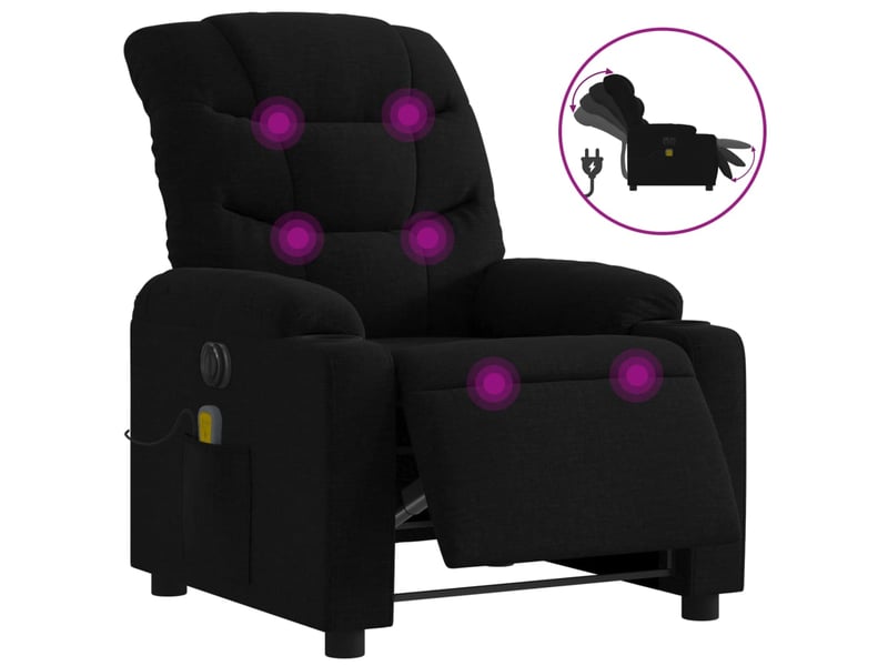  Fauteuil de massage inclinable électrique, fauteuil relax noir tissu shl15345  - Conforama A