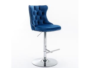 Tabouret de bar pivotant velours bleu hauteur réglable cravdom