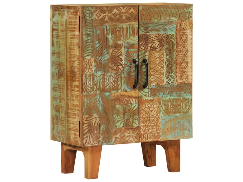 Buffet - bahut - meuble de rangement sculpté à la main 55x30x75 cm bois massif récupération  - Conforama B