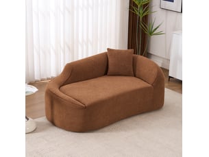Méridienne 2 places courbe  155 x 96 x 65 cm en chenille marron