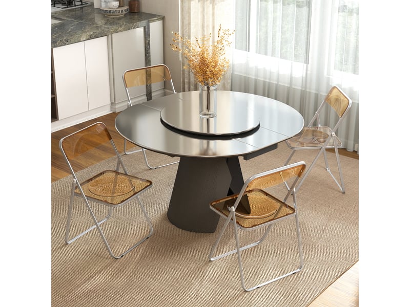  Lot de 4 chaises pliantes gain de place pour salon et événements en acier et acrylique orange  - Conforama D