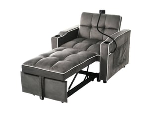Canapé‑lit individuel 3‑en‑1 extensible 83 x 167 x 76 cm, fauteuil convertible avec porte‑gobelets et support pour téléphone