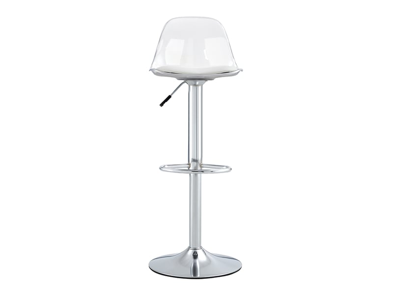  Tabouret de bar pivotant réglable avec dossier ergonomique et repose-pieds, en métal et plastique, blanc et argent  - Conforama A
