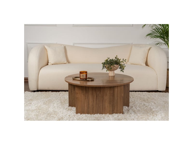  Table basse ronde en bois mdf mélaminé noyer ø90 x 41 cm  - Conforama E