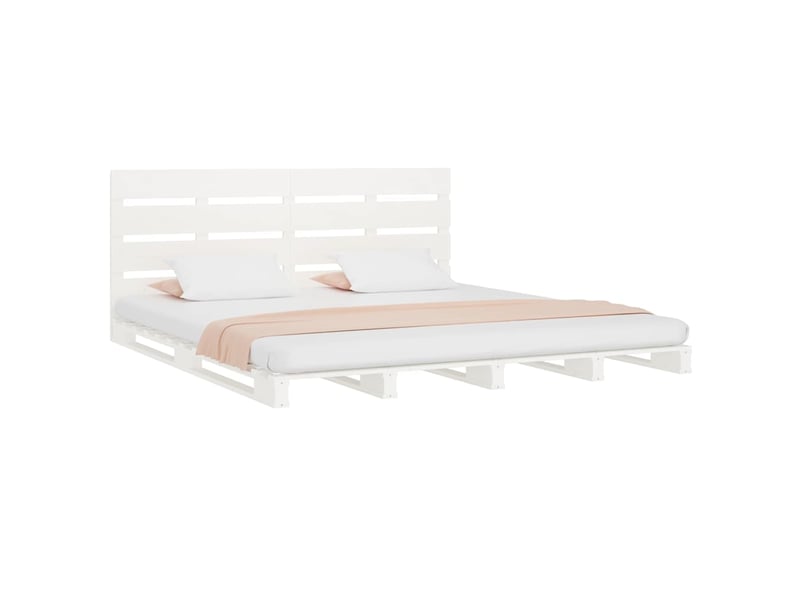 Lit double- lit adulte -  cadre de lit sans matelas blanc 160x200 cm bois de pin massif  - Conforama C