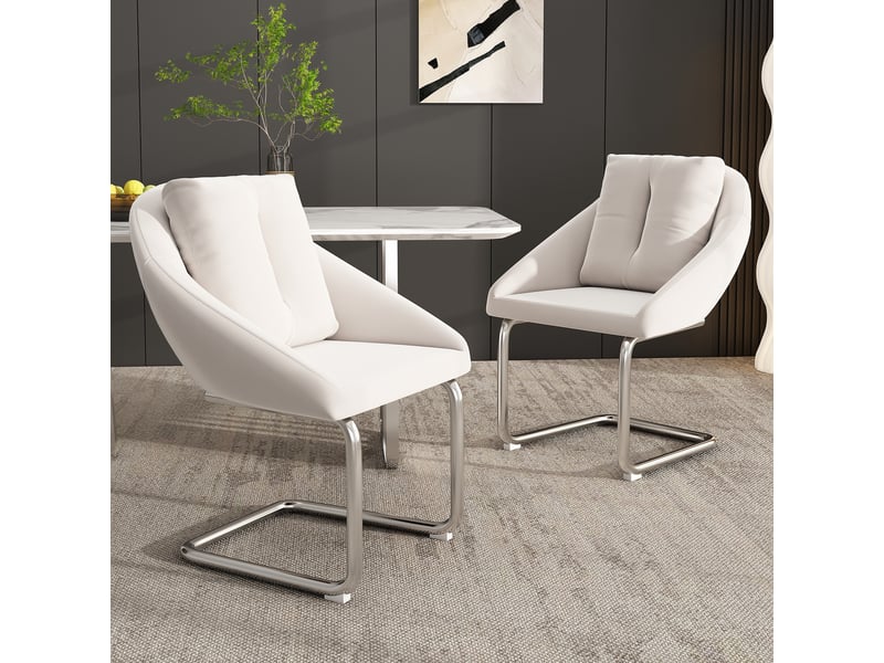  Lot de 2 chaises à manger en velours doux, coussin inclus, pieds arqués – style luxe  - Conforama B