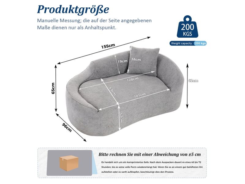 Méridienne 2 places en chenille gris clair avec coussin - Conforama C