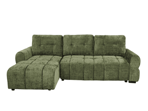 Canapé d'angle gauche convertible DECO IN PARIS KF7890-M2-VEL-VEROL 4 places Velours vert avec coffre de rangement