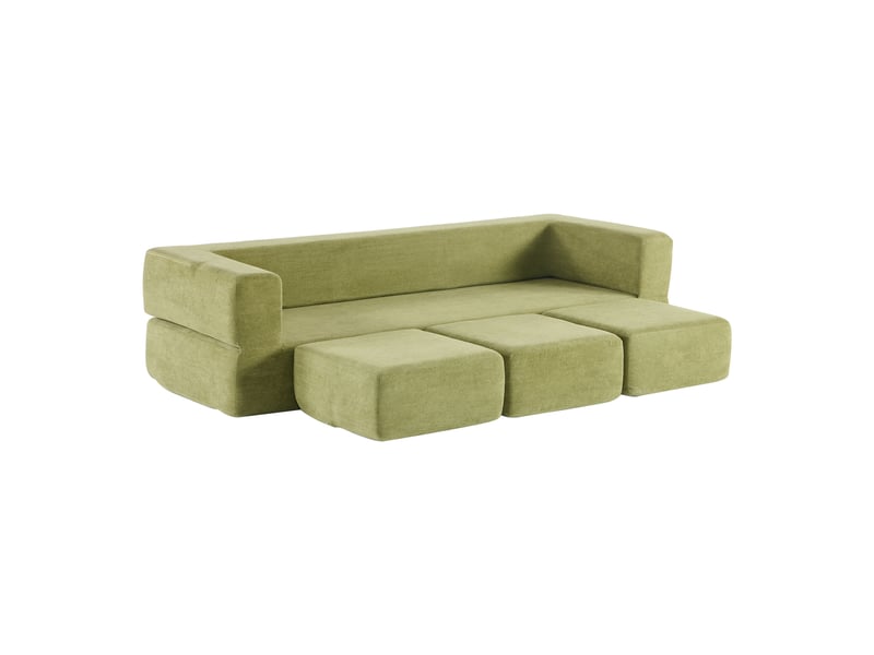 Canapé convertible modulable avec housse amovible - mousse haute densité, chenille - vert - Conforama E