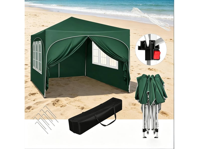  Tonnelle pliante 300x300x256 cm réglable métal verte  - Conforama B
