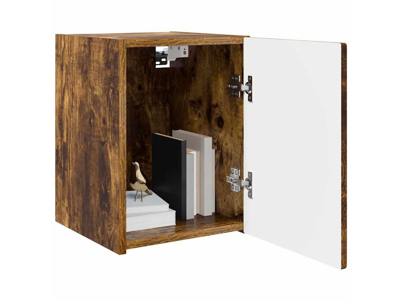  Meuble tv - banc tv - meuble de rangement mural 30 x 31 x 40 cm chêne fumé bois d'ingénierie  - Conforama C