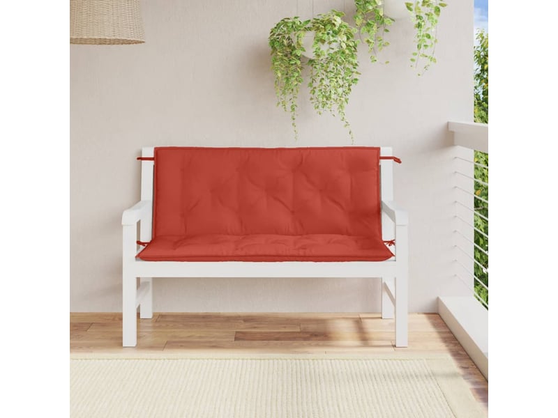  Lot de 2 coussins de banc de jardin, coussins d'assise rouge mélangé tissu cf58695  - Conforama C
