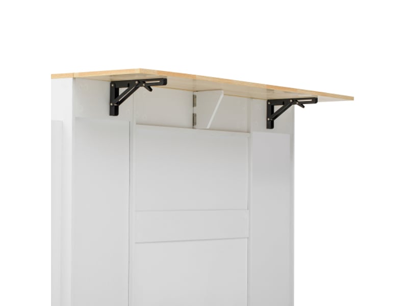  Buffet de cuisine 136 x 65 x 90 cm, plateau effet bois, 3 tiroirs, 2 portes et rangements, blanc et naturel, en mdf  - Conforama E