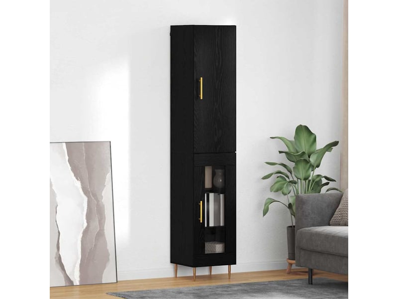 Buffet - haut armoire 2 pc chêne noir 34,5 x 34 x 180 cm - Conforama B