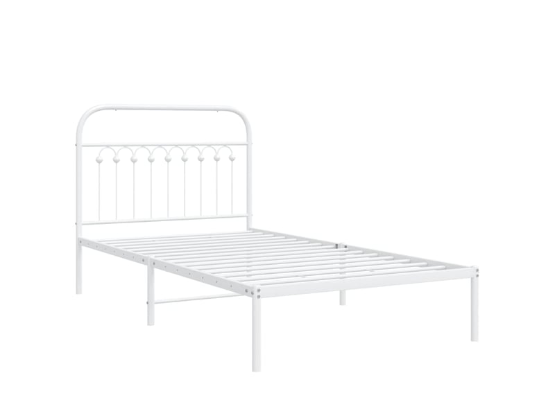  Lit simple- lit adulte -  cadre de lit métal sans matelas et tête de lit blanc 100x200 cm  - Conforama B