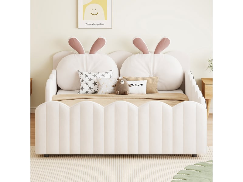  Lit 2 places 140x200cm coloris beige mdf lit enfant beige - Conforama D