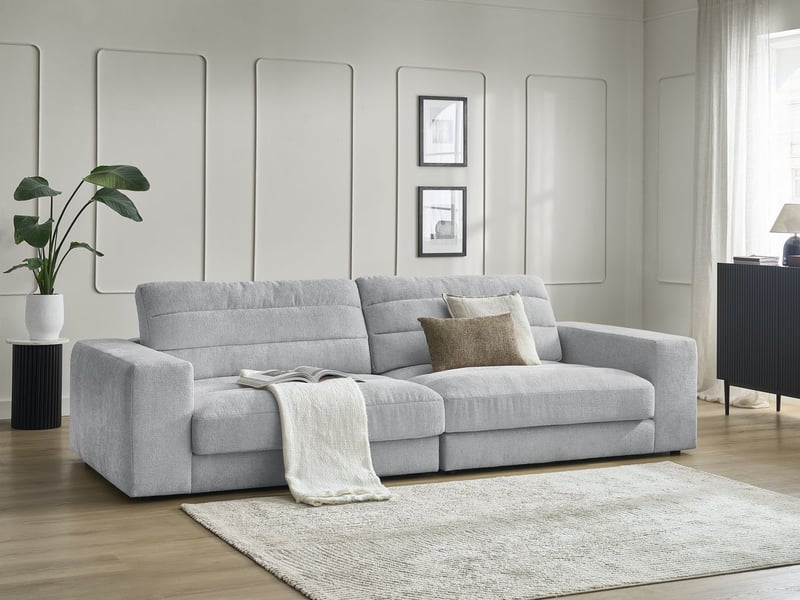  Bobochic canapé droit fixe 3 places sierra tissu texturé gris clair SIERRA - Conforama B