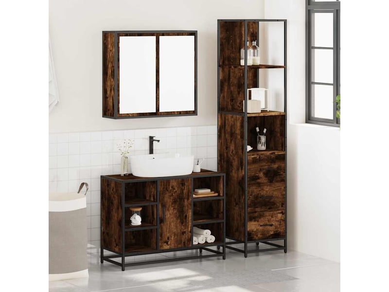  Ensemble de meubles de salle de bain 3 pcs chêne fumé cf63726  - Conforama C