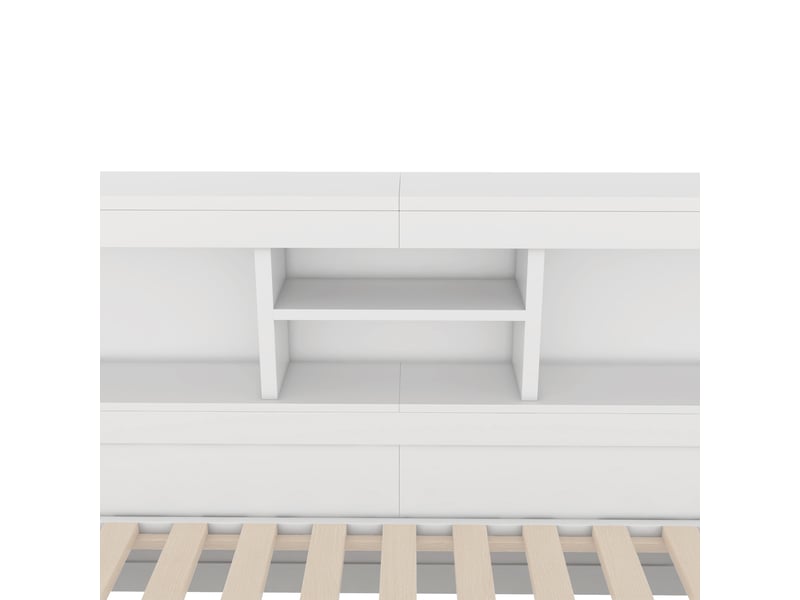  Canapé-lit 140x200 blanc avec lit gigogne extensible, éclairage led, prise usb et rangement  - Conforama R
