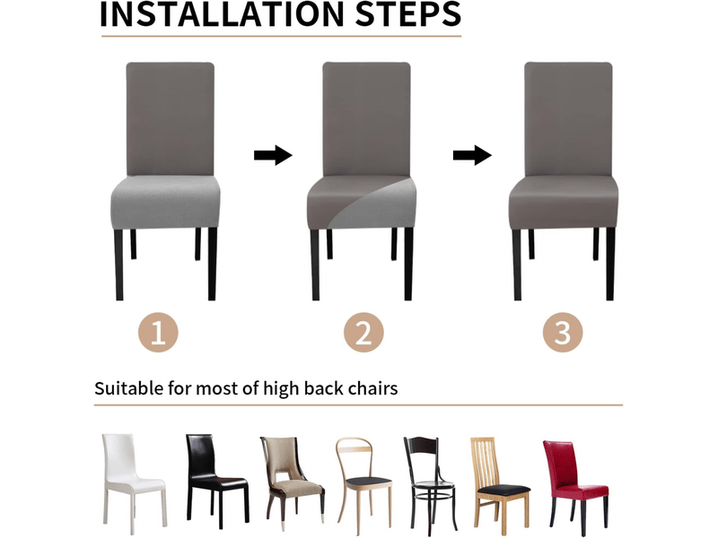  Ensemble monobloc de housses de chaise élastiques gris foncé, grande taille, amovibles et lavables, convenant à la décoration de restaurants, hôtels XLH-ZLS-009234ZLS - Conforama D