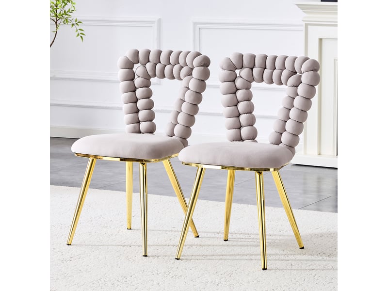  Lot de 2 chaises de salle à manger 45x44x85 cm dossier ajouré pieds en métal gris clair  - Conforama C