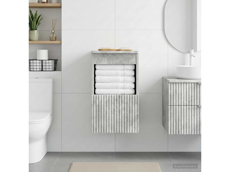 Armoire de salle de bain, meuble de rangement gris béton 30x35x50 cm  - Conforama D