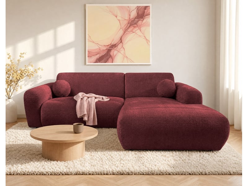  Louise - canapé d'angle droit 4 places en velours texturé - best mobilier - cherry LOUISE - Conforama B