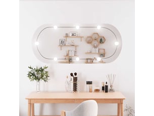 Miroir mural avec lumières led 45x100 cm verre ovale cf62822