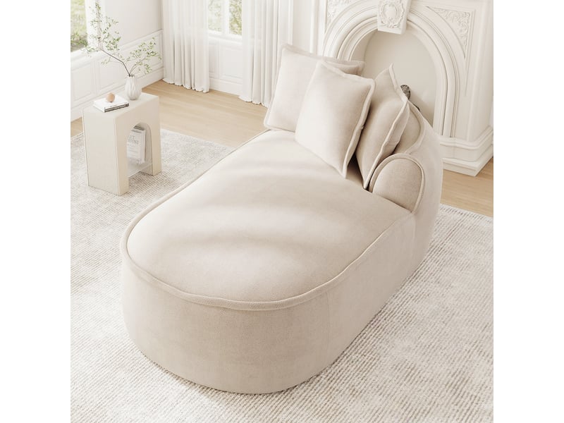  Canapé méridienne droit en chenille taupe clair avec coussins, 2 modules indépendants sans montage  - Conforama E