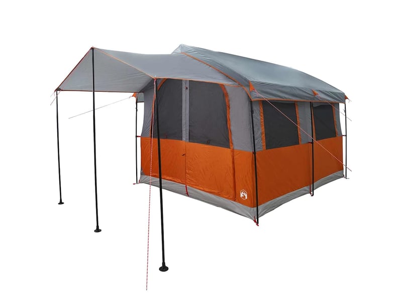  Tente de camping, tente familiale 4 personnes gris et orange  - Conforama D