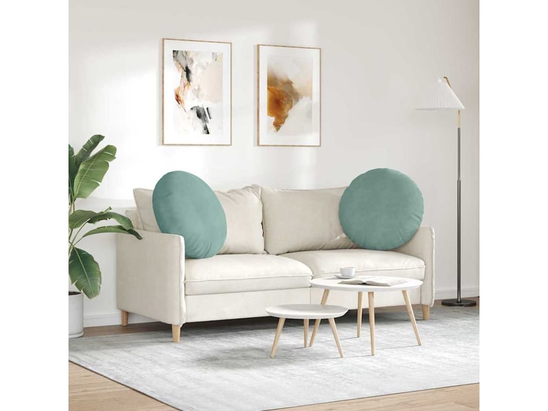  Lot de 2 coussins de siège, coussins décoratifs velours vert mer ø60 x 21 cm cf59923  - Conforama D