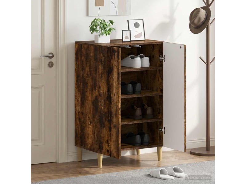  Meuble à chaussure, cabinet à chaussures arnhem 59,5x39,5x90 cm chêne fumé  - Conforama B
