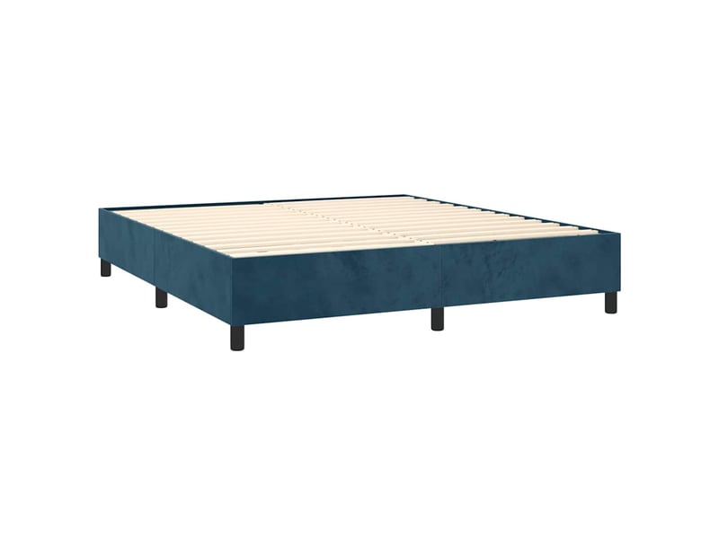  Lit double- lit adulte -  cadre de lit à lattes bleu foncé 200x200 cm velours  - Conforama C
