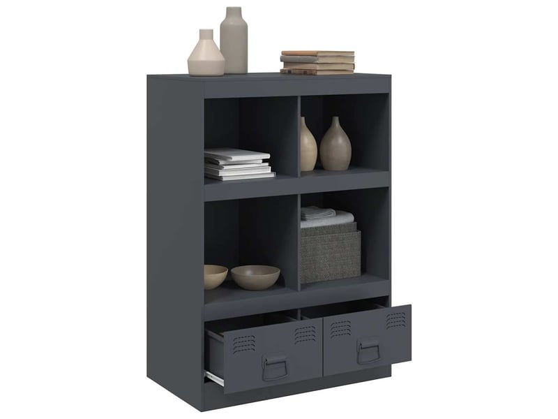  Buffet haut - bahut - meuble de rangement anthracite 67x39x95 cm acier  - Conforama E