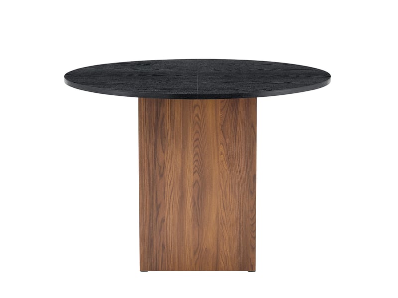 Table ronde 100 cm avec rangement – placage noyer, piètement métal, 2-4 pers, idéal cuisinepetit espace - Conforama D