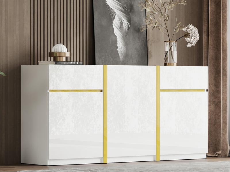  Buffet, 160x40x78cm, meuble de rangement avec trois portes et deux tiroirs  - Conforama B