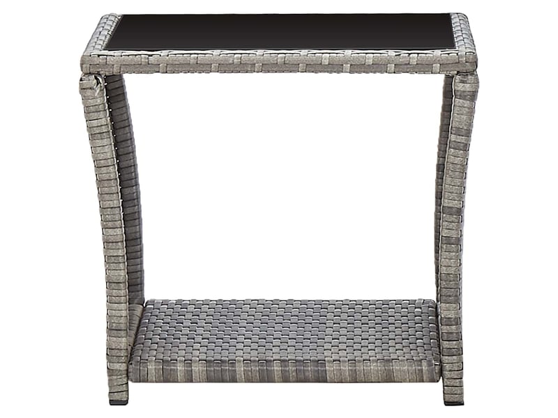  Table basse - table de salon - table à thé gris 45x45x40 cm résine tressée et verre  - Conforama A