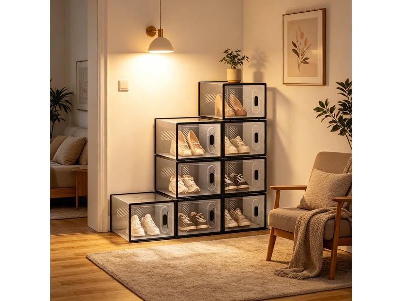  Boîtes rangement modèle modular, 8 pièces empilables, chaussures, livres, jouets, placard, salle bain  - Conforama D