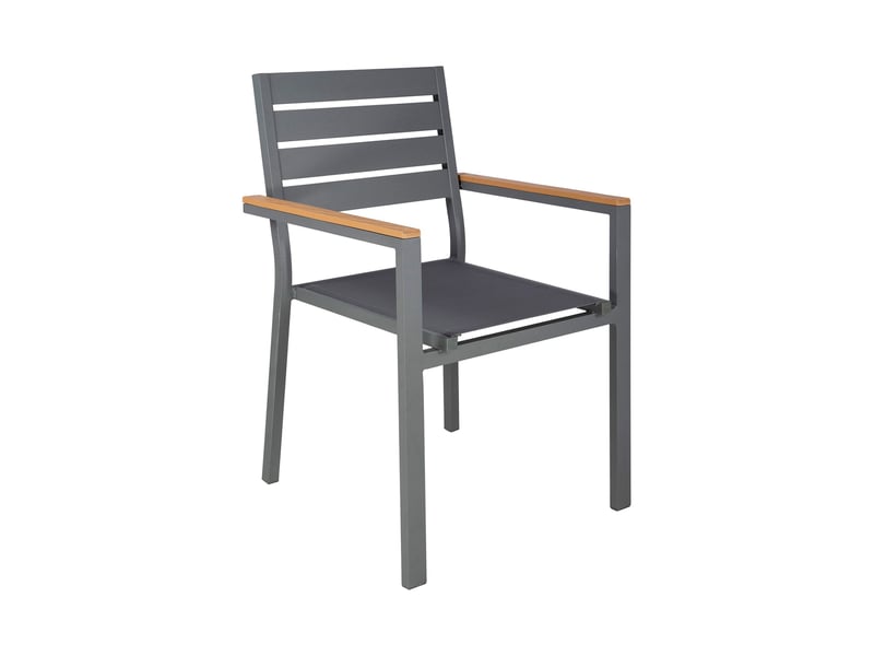  Ensemble table de jardin 200x90x75cm + 6 fauteuils gris - mimizan  - Conforama D