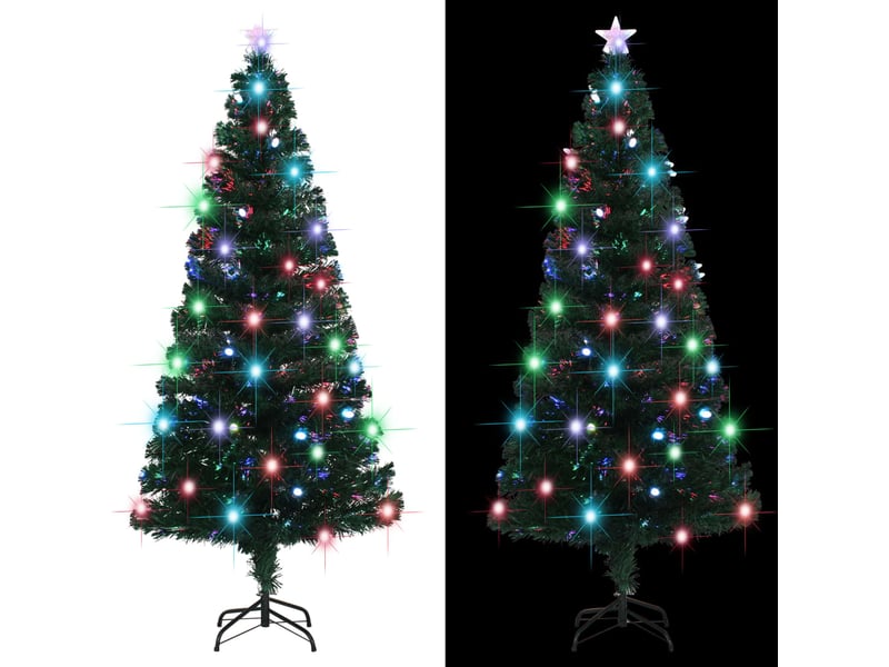  Arbre de noël, décoration de noël pré-éclairé avec support et led 180 cm fibre optique cf61746  - Conforama D