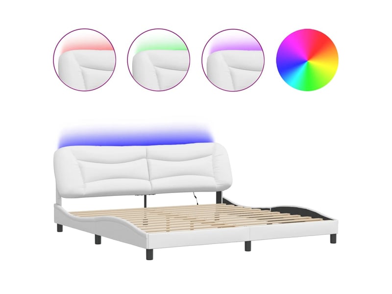 Lit adulte, lit double, cadre de lit avec led sans matelas hvar blanc 200x200cm cf590 - Conforama A
