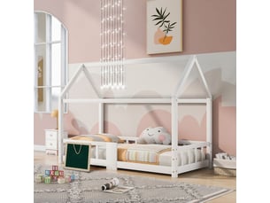 Lit cabane 90x200 cm SOGEU coloris blanc