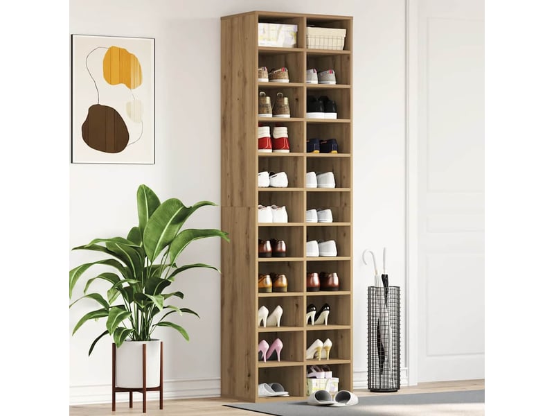  Meuble à chaussures, armoire à chaussures chêne artisanal 54x34x183cm bois ingénierie  - Conforama C
