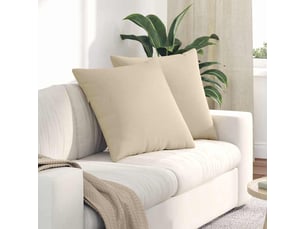 Lot de 2 coussins de canapé, coussins décoratifs tissu crème 80 x 80 cm cf58825