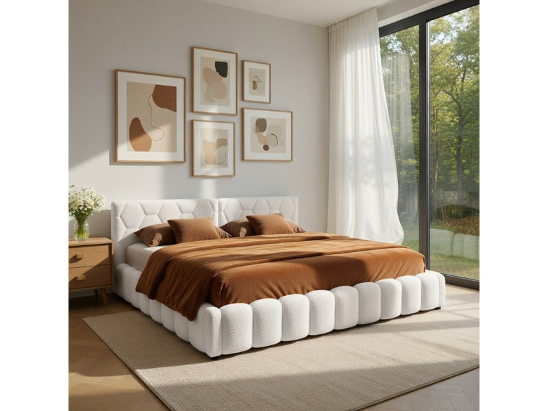  Lit d'enfant 90 × 200 cm, avec bande lumineuse led, port usb type-c, revêtement imitation feutre, blanc  - Conforama B