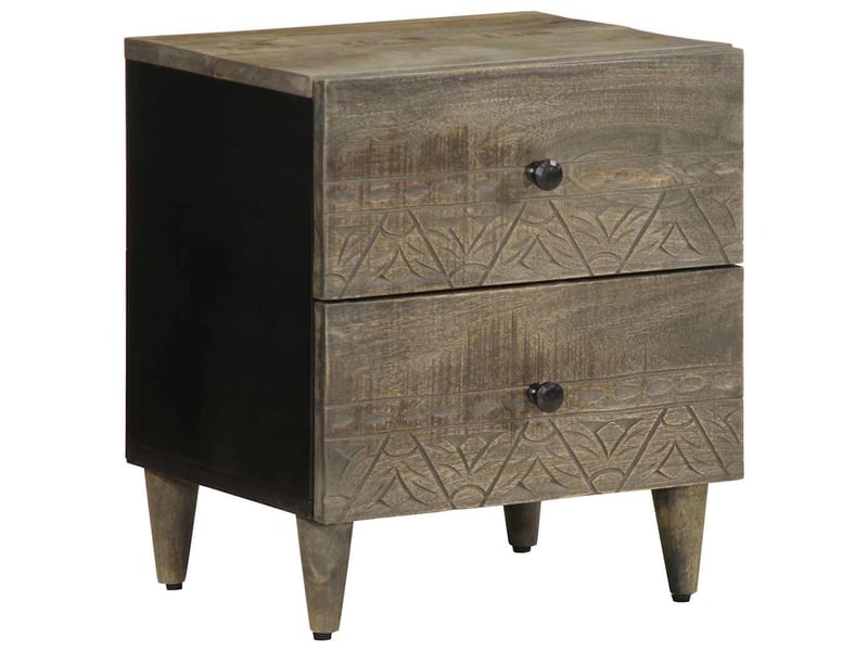 Lot de 2 tables chevet - cabinet de chevet - table de nuit gris clair 40x33x46 cm bois manguier solide - Conforama A