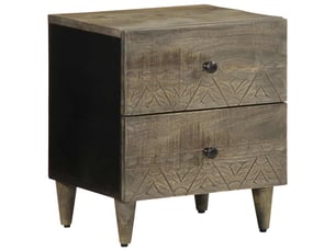 Lot de 2 tables chevet - cabinet de chevet - table de nuit gris clair 40x33x46 cm bois manguier solide