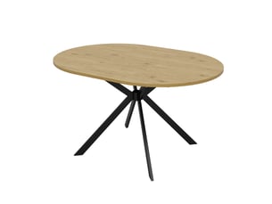 Table de salle à manger extensible pour 4 à 6 personnes avec rallonge, plateau rond ou ovale en mdf, bois clair