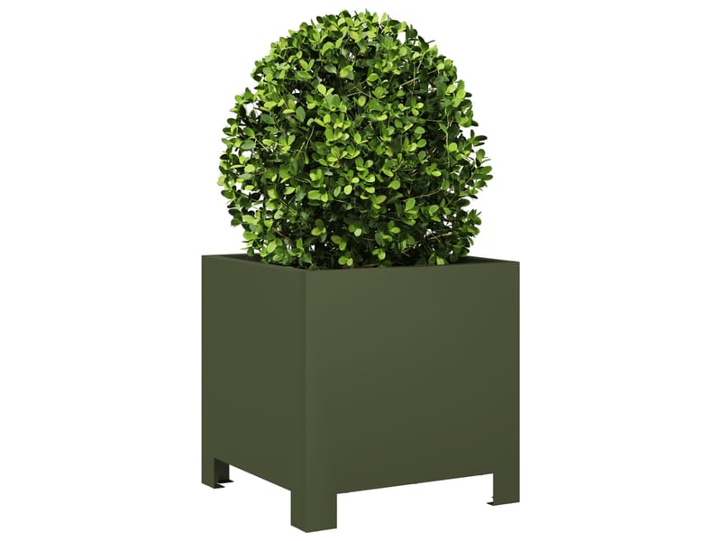  Jardinière - bac à fleurs vert olive 30x30x30 cm acier  - Conforama C